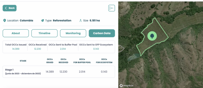 El proyecto "Celsia" surgido del primer crédito de Carbono sobre la blockchain de NEAR Protocol, se ubica en Colombia. 